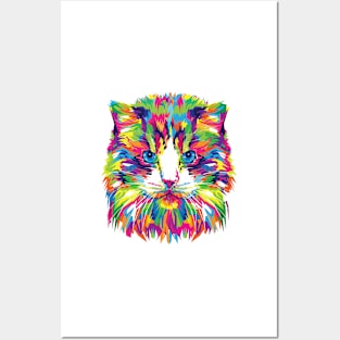 Colorful Artsy Artistic Rainbow Kitten Cat GiftS Posters and Art